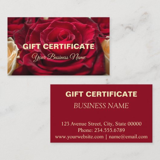 Cadeaubon, cadeau visitekaartje (Voorkant / Achterkant)