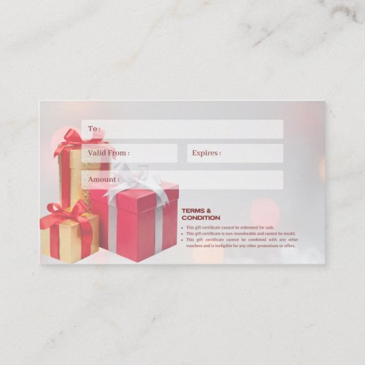 Cadeaubon / Cadeaubon Visitekaartje (Achterkant)