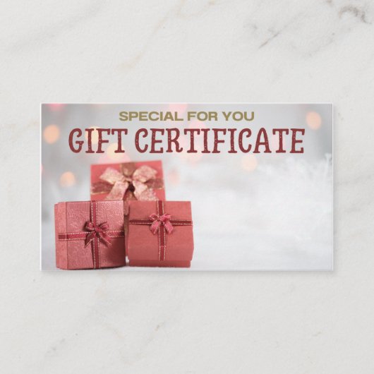 Cadeaubon / Cadeaubon Visitekaartje (Voorkant)