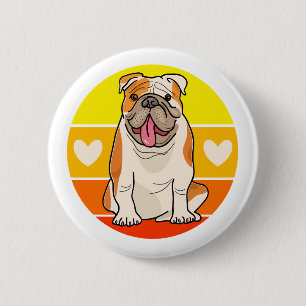 Cadeaubon Cartoon Puppieshond voor Engelse Bulldog Ronde Button 5,7 Cm
