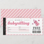 Cadeaubon Certificaat Babysitten Roze Kaart (Voorkant / Achterkant)