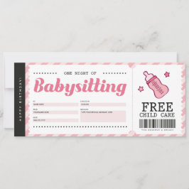 Cadeaubon Certificaat Babysitten Roze Kaart