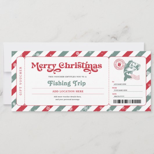 Cadeaubon certificaat visreis kerst kaart (Voorkant)