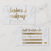 Cadeaubon chique gouden wimpers make-up marmer kortingskaartje (Voorkant / Achterkant)