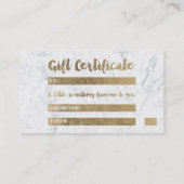 Cadeaubon chique gouden wimpers make-up marmer kortingskaartje (Achterkant)