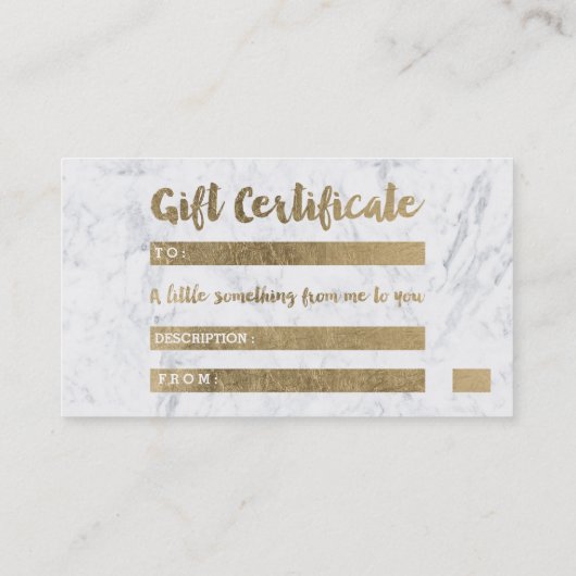 Cadeaubon chique gouden wimpers make-up marmer kortingskaartje (Achterkant)