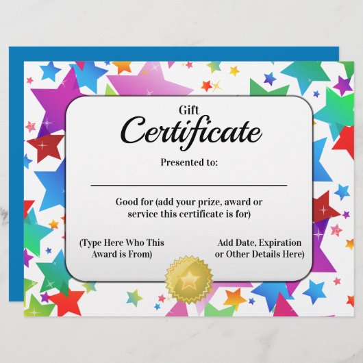 Cadeaubon Creëer a  8,5x11 (Voorkant / Achterkant)