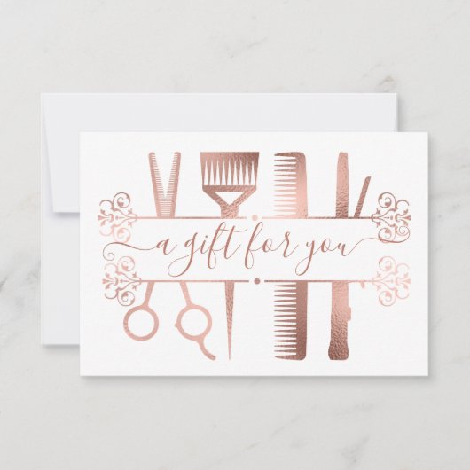 Cadeaubon Digitale Rose Gouden Schaarfolie Kaart (Voorkant)