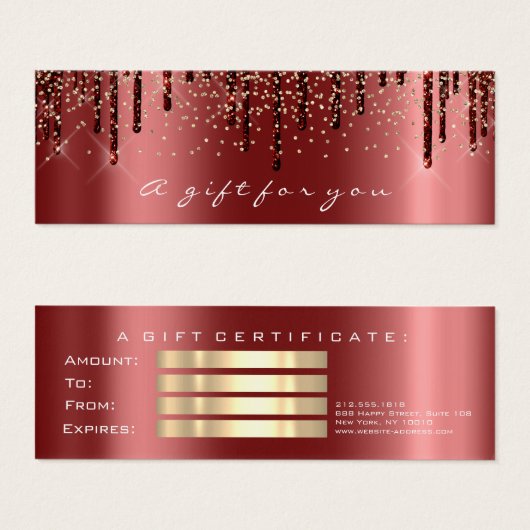 Cadeaubon Drift Marsala Gold Makeup Small Mini Visitekaartjes (Voorkant /achterkant)