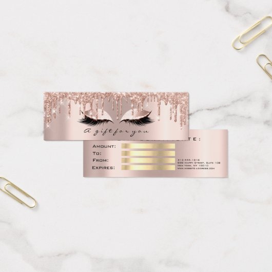 Cadeaubon Drips Roos Gold Lash Make-up Small Mini Visitekaartjes (Kantoor)