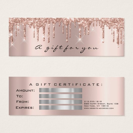 Cadeaubon Drips Sparkly Grey Make-up Small Mini Visitekaartjes (Voorkant /achterkant)