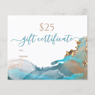 Cadeaubon Economie Teal Goud Alcoholinkt Flyer