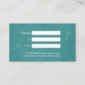 Cadeaubon | Elegant Blauwgroen Green Dandelion Kortingskaartje (Achterkant)