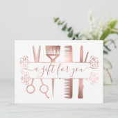 Cadeaubon Elegant Roos Gold Scissors Folie (Staand voorkant)