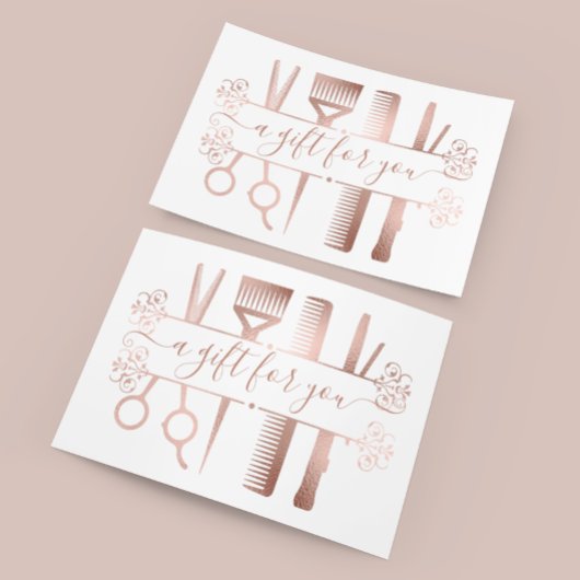 Cadeaubon Elegant Roos Gold Scissors Folie