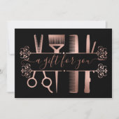 Cadeaubon Elegante Roze Gouden Schaar Folie (Voorkant)