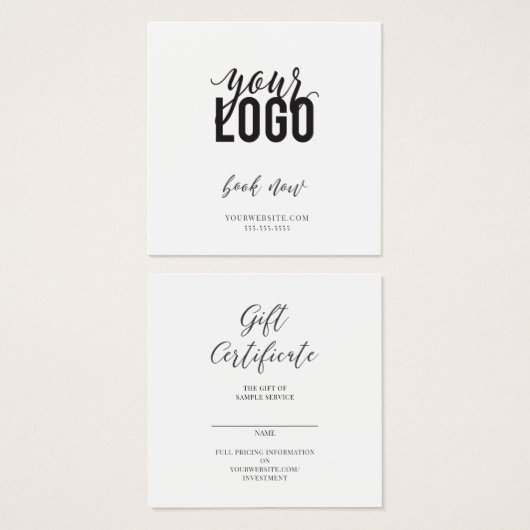 Cadeaubon en visitekaartje (Voorkant /achterkant)