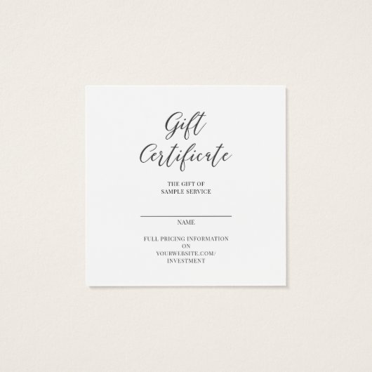 Cadeaubon en visitekaartje (Achterkant)