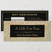 Cadeaubon Fashionable Gold Glitter Sparkles (Voorkant / Achterkant)