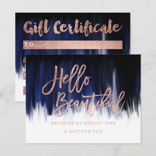 Cadeaubon faux chic roos hallo gold kaart (Voorkant / Achterkant)