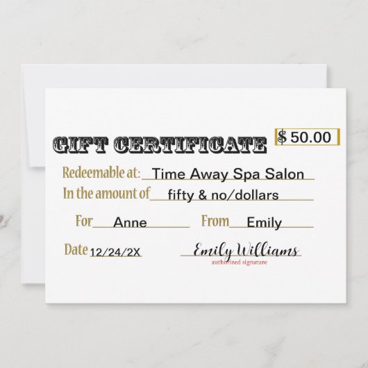 Cadeaubon Feestdagenkaart (Voorkant)