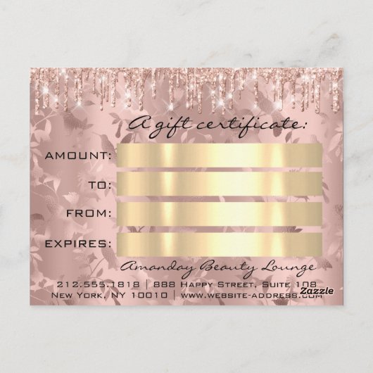 Cadeaubon Floral Custom Roos Makeup Lash Briefkaart (Achterkant)