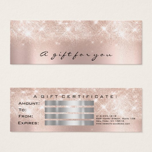 Cadeaubon Glitter Spark Grey Makeup Small1 Mini Visitekaartjes (Voorkant /achterkant)