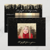 Cadeaubon Gold Drip Vakantie Confetti Black Briefkaart (Voorkant / Achterkant)
