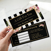 Cadeaubon Gold Floral Black & White Stripes