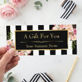 Cadeaubon Gold Floral Black & White Stripes