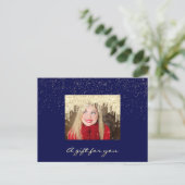 Cadeaubon Golden Drids Feestdagen Blue Navy Briefkaart (Staand voorkant)