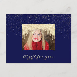 Cadeaubon Golden Drids Feestdagen Blue Navy Briefkaart