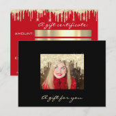 Cadeaubon Golden Drids Feestdagen Red Makeup Briefkaart (Voorkant / Achterkant)