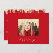 Cadeaubon Golden Drids Feestdagen Red Modern Briefkaart (Voorkant / Achterkant)