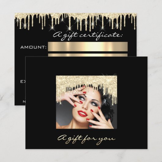Cadeaubon Golden Dries Black Stripes Makeup Briefkaart (Voorkant / Achterkant)