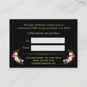 Cadeaubon Gouden Bloem Zwart Wit Strepen Kortingskaartje (Achterkant)