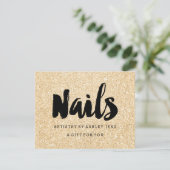 Cadeaubon gouden glittersparel nagels script (Staand voorkant)