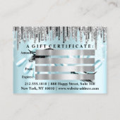 Cadeaubon Haarstylist Nagels Blauw Zilver Visitekaartje (Achterkant)