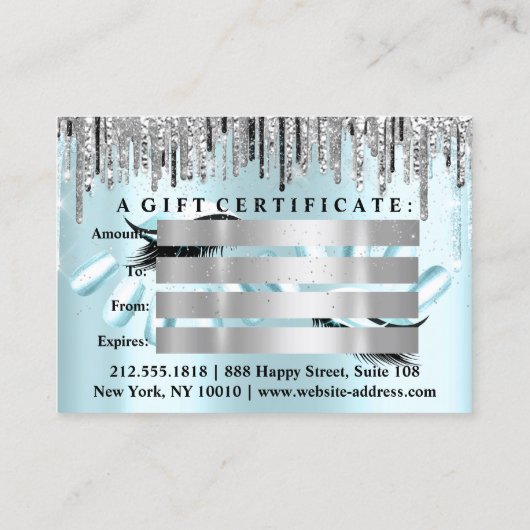 Cadeaubon Haarstylist Nagels Blauw Zilver Visitekaartje (Achterkant)
