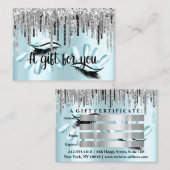 Cadeaubon Haarstylist Nagels Blauw Zilver Visitekaartje (Voorkant / Achterkant)