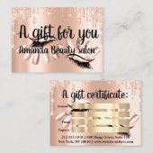 Cadeaubon Hair Spa Nails Luxury Blush Drip Visitekaartje (Voorkant / Achterkant)