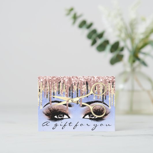 Cadeaubon Hairdresser Blue Lash Makeup Visitekaartje (Staand voorkant)