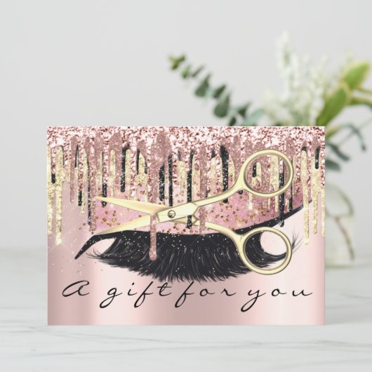 Cadeaubon Hairdresser Makeup Lash Gold Lux Kaart (Staand voorkant)