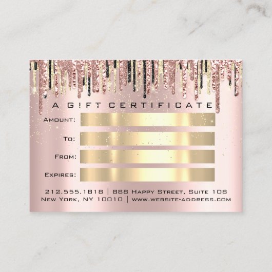 Cadeaubon Hairdresser Makeup Lash Gold Roos Visitekaartje (Achterkant)