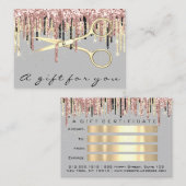 Cadeaubon Hairdresser Roos Gold Makeup Grey Visitekaartje (Voorkant / Achterkant)