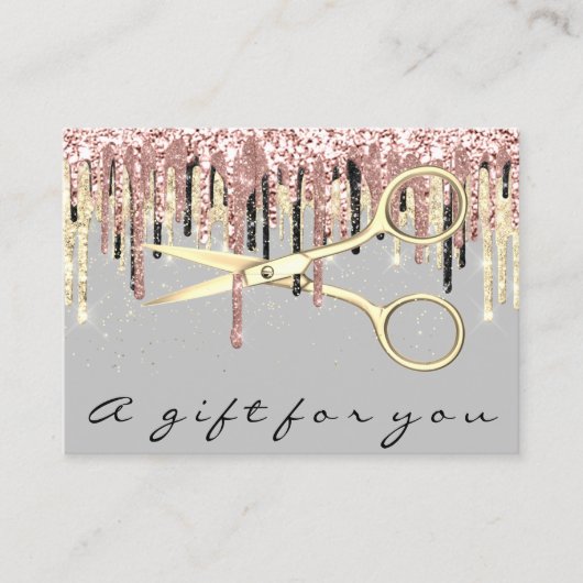 Cadeaubon Hairdresser Roos Gold Makeup Grey Visitekaartje (Voorkant)