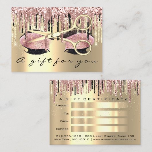 Cadeaubon Hairdresser Roos Gold Makeup Visitekaartje (Voorkant / Achterkant)