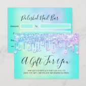Cadeaubon Holografisch Glitter Drip Nails Roze (Voorkant / Achterkant)
