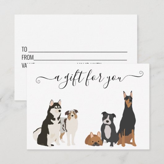 Cadeaubon Hond Grooming Digitaal Vet Boarding Kaart (Voorkant / Achterkant)