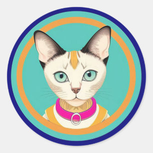 🐱 Cadeaubon in spiegelstijl voor kattenliefhebber Ronde Sticker